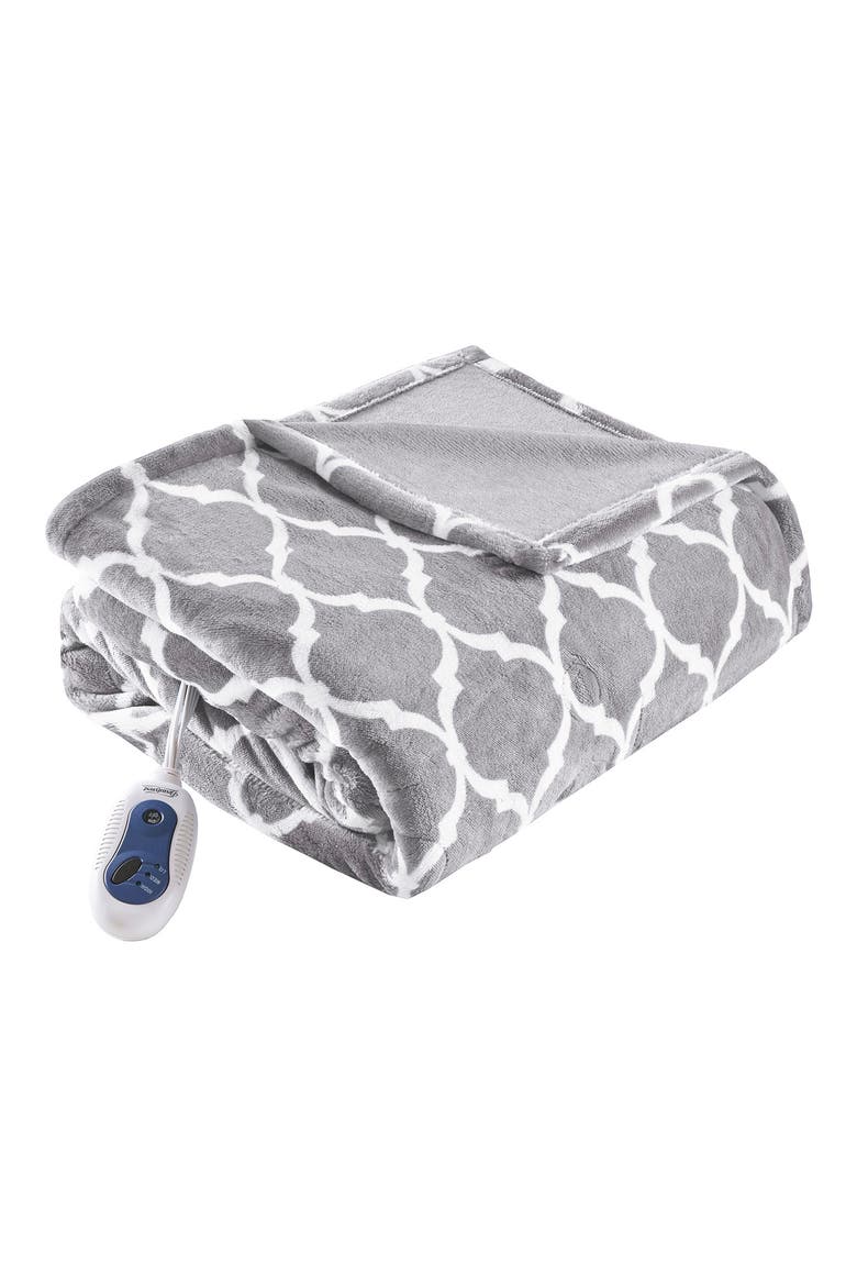 Heated Oversized Throw Blanket, Main, color, GREY