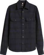 BOSS Owen Shadow Check Button-Up Overshirt