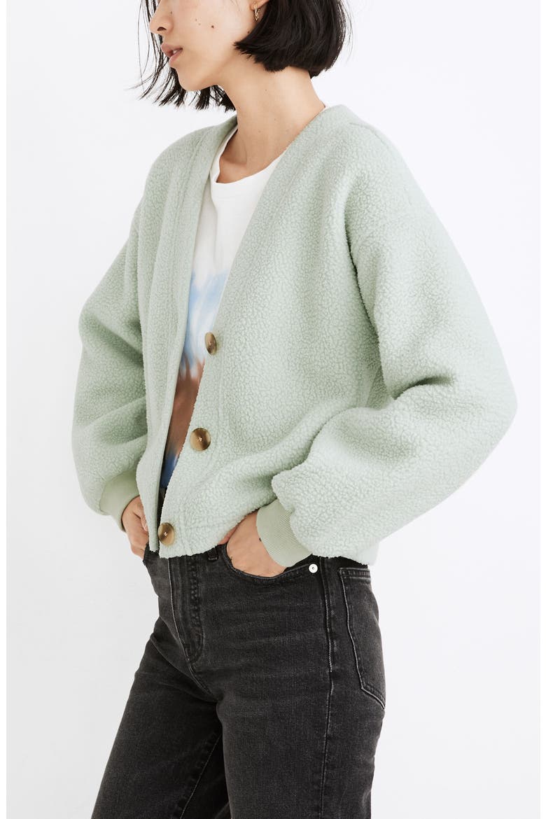 Resourced Faux Shearling Crop Cardigan, Alternate, color, SUNFADED MINT
