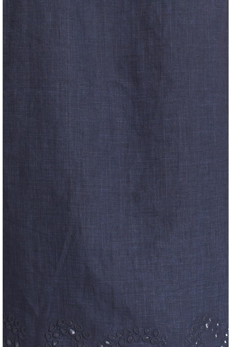 'Encycllia' Sleeveless Linen Eyelet Top, Alternate, color, DARK INDIGO