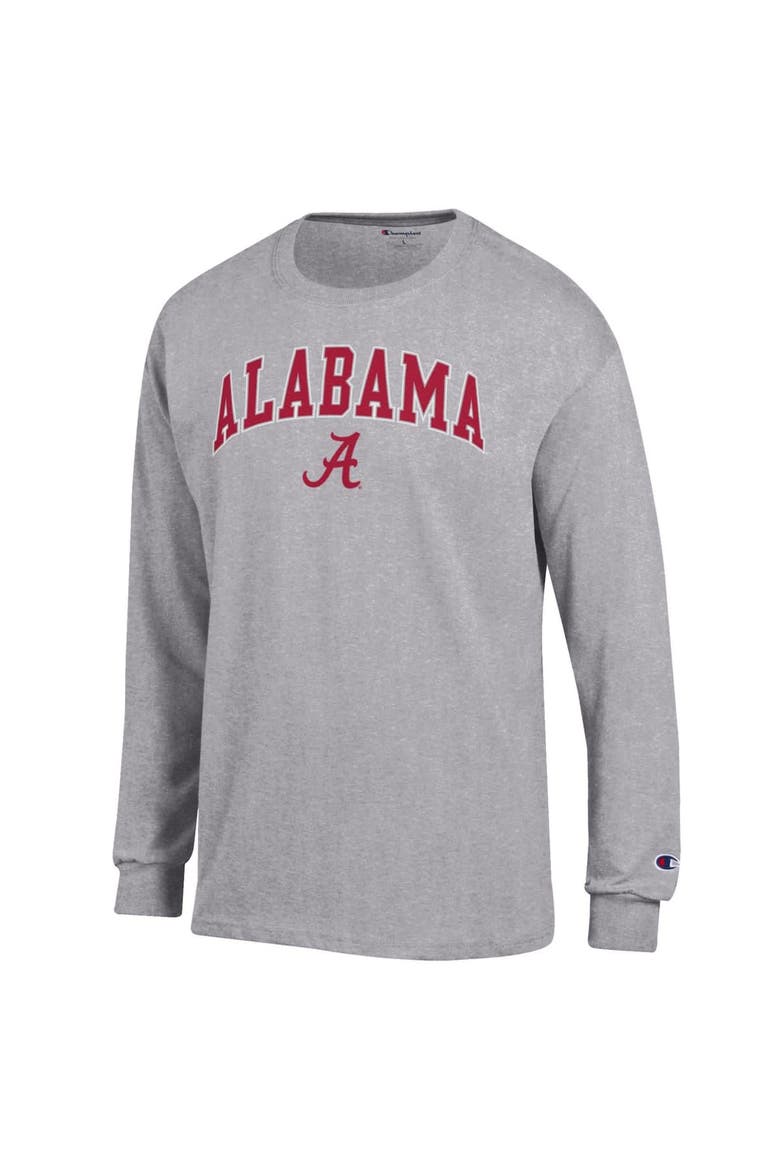 Men's Champion  Heather Gray Alabama Crimson Tide Arch Over Logo Long Sleeve T-Shirt, Alternate, color, Heather Gray