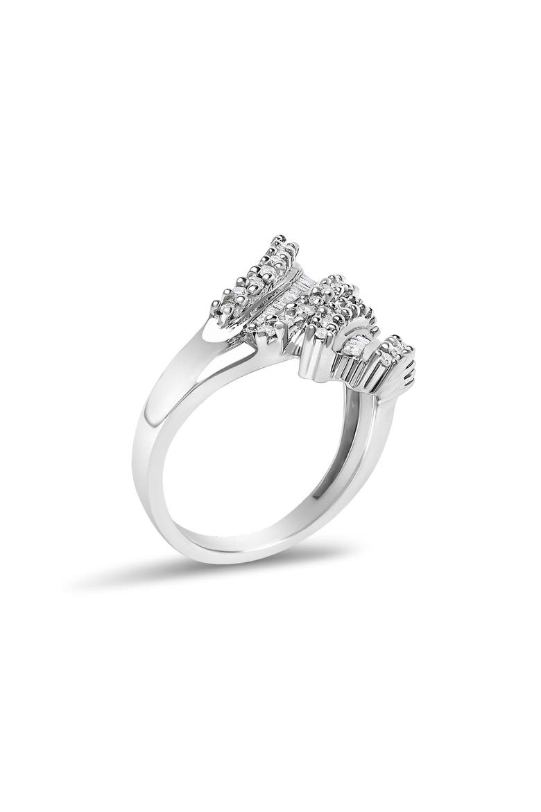 10K White Gold 1/2 Cttw Diamond Bypass Cocktail Ring, Alternate, color, White Gold