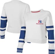 Stadium Essentials Women's Stadium Essentials White Philadelphia 76ers Scrimmage Cropped Pullover Sweatshirt