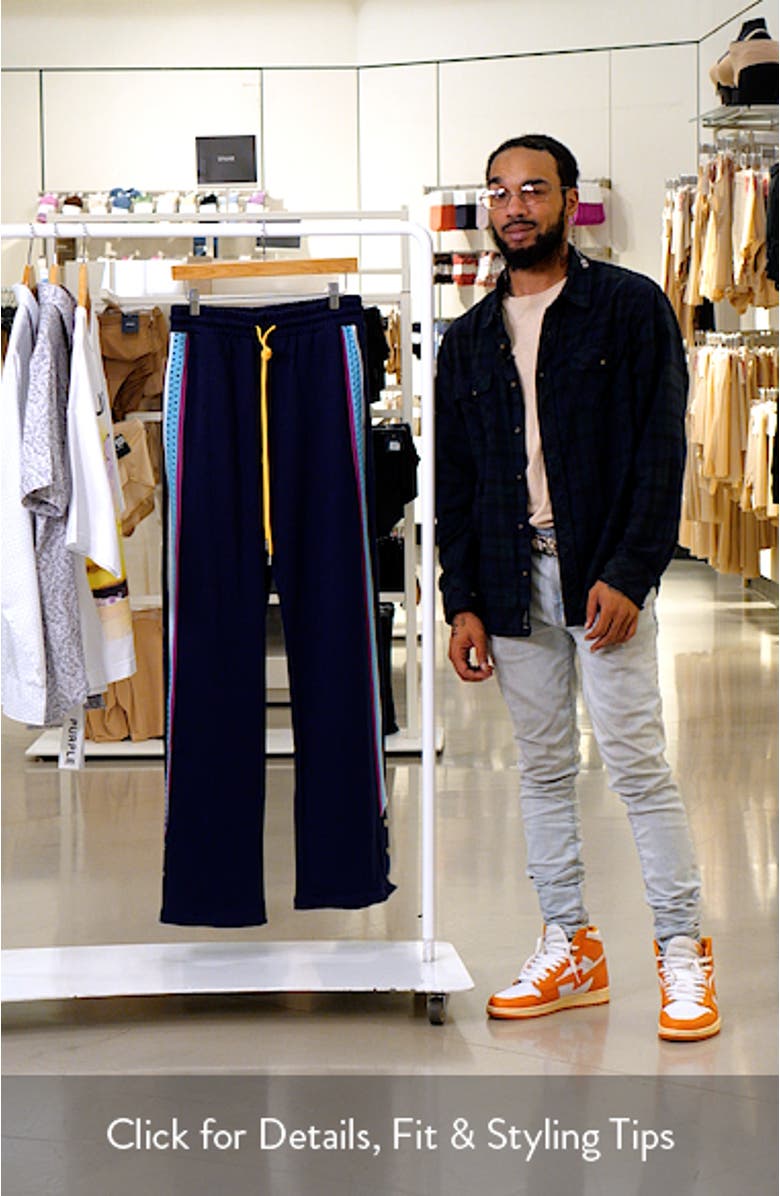 Open Stitch Side Stripe Drawstring Pants
