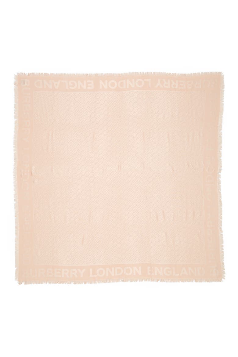 Monogram Jacquard Silk & Wool Scarf, Main, color, ROSE BEIGE