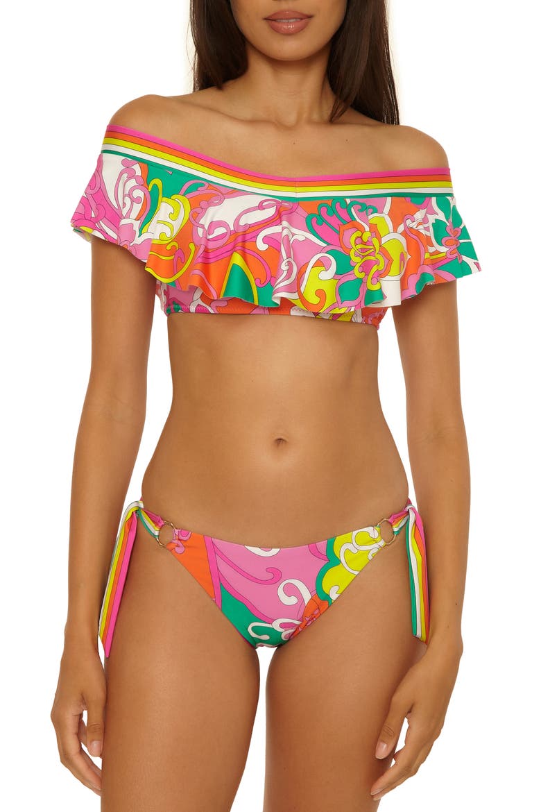 Elara Ruffle Off-the-Shoulder Bikini Top, Alternate, color, MULTI