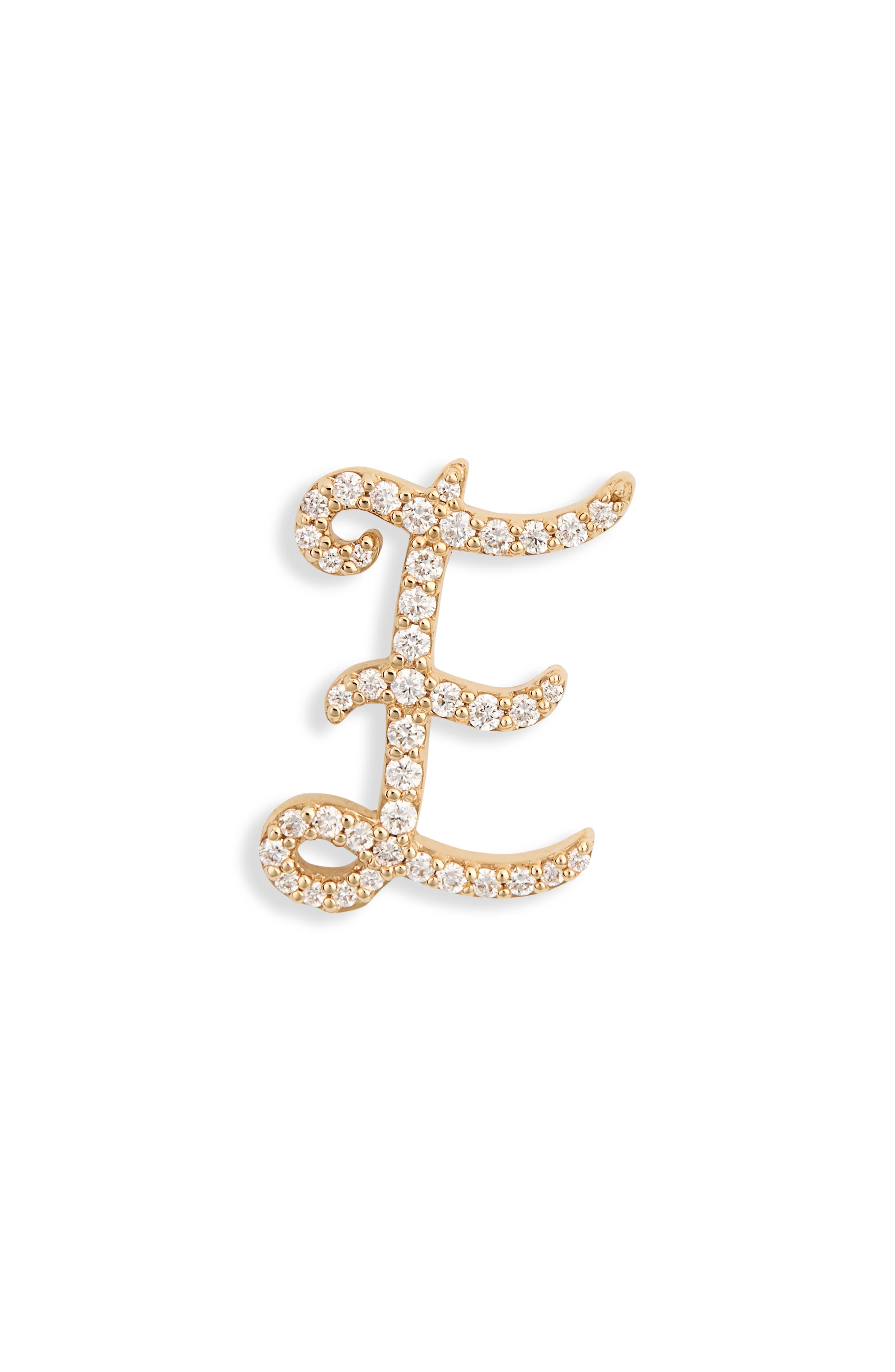 LANA 14K Gold Diamond Cursive Initial Stud Earring - 0.418ct.