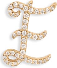 LANA 14K Gold Diamond Cursive Initial Stud Earring - 0.418ct.