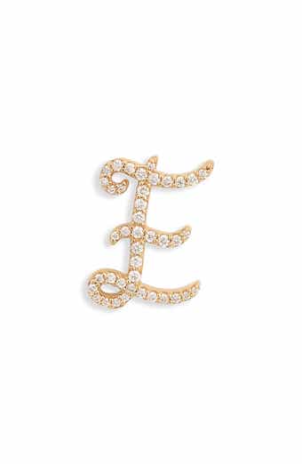 LANA 14K Gold Diamond Cursive Initial Stud Earring - 0.418ct.