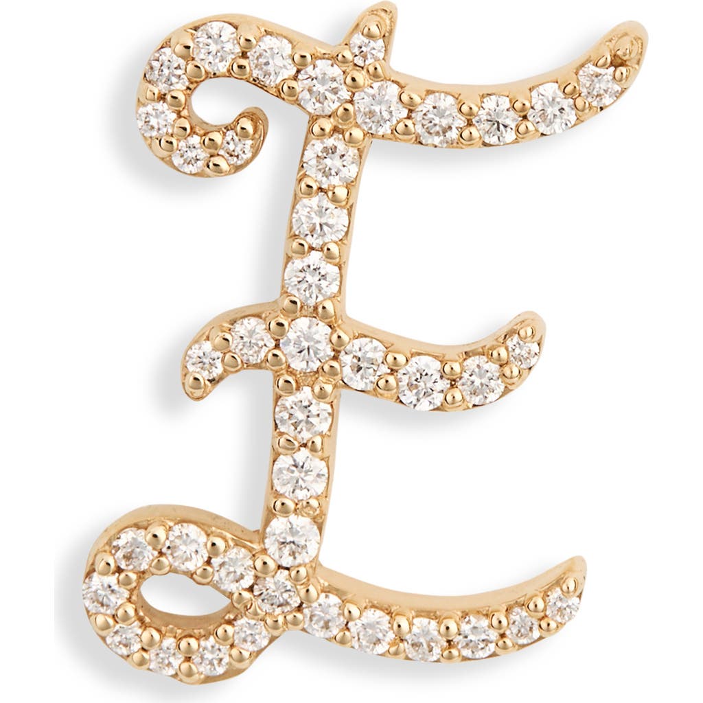 Lana 14k Gold Diamond Cursive Initial Stud Earring In Gold
