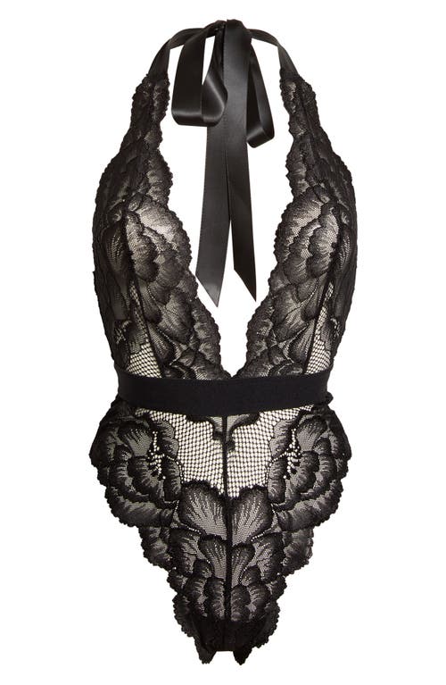 Kilo Brava Floral Lace Halter Teddy In Black