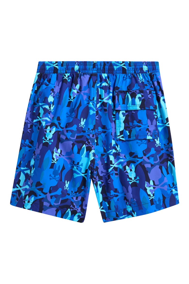Kids' Allover Bunny Print Swim Trunks, Alternate, color, MULTI BLUE
