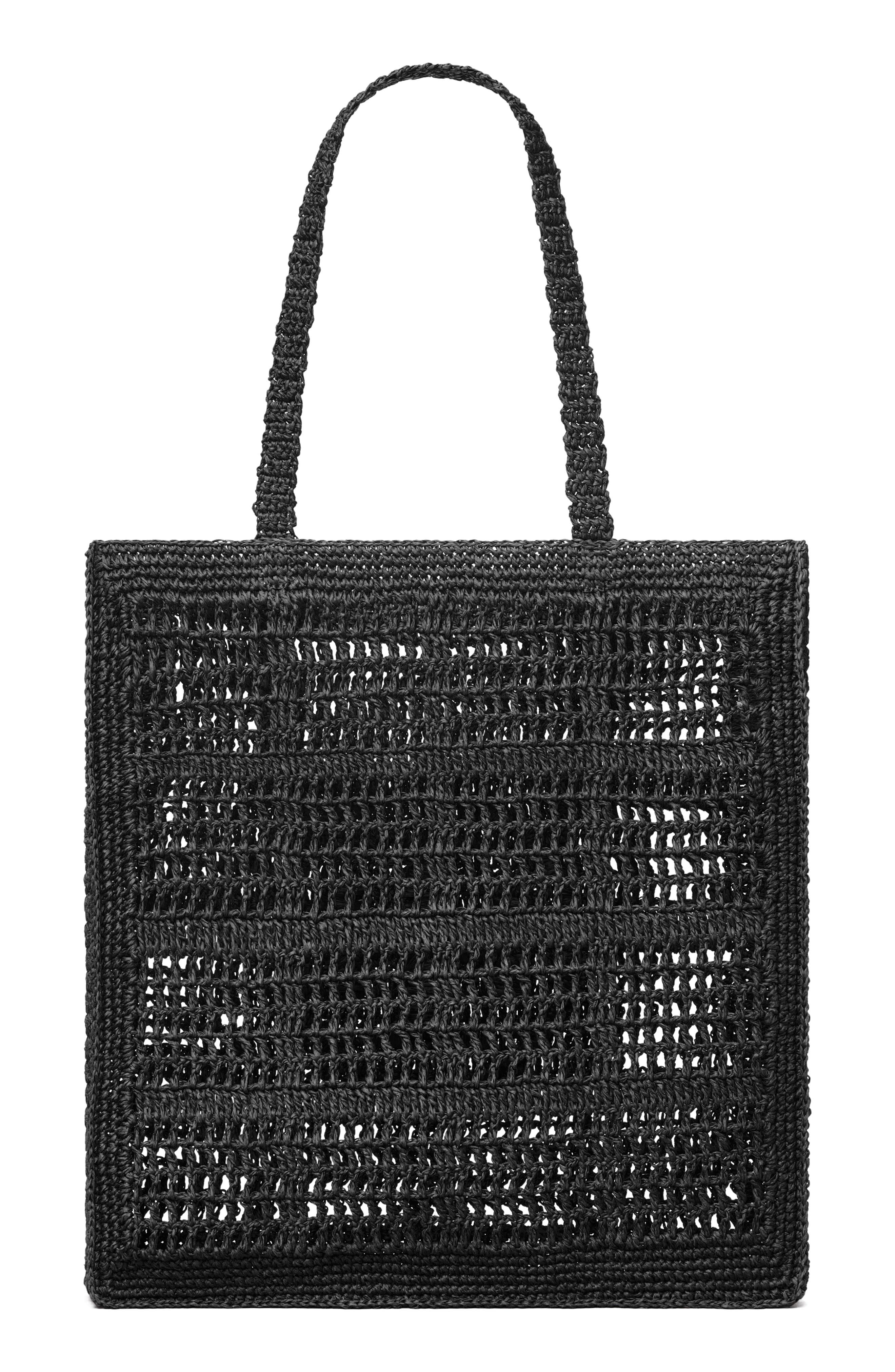 Tory Burch Ella Hand-Crocheted Tote, Alternate, color, Black
