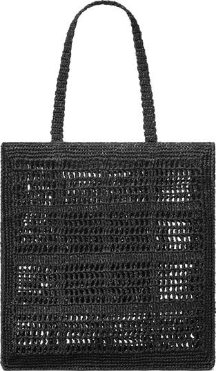 トートバッグ Tory Burch ELLA HAND-CROCHETED LARGE TOTE (151277 001 001) Large Ella Hand-Crocheted Tote: Women's Designer Tote Bags
