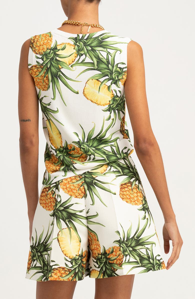 Oscar de la Renta Pineapple Print Tank, Alternate, color,