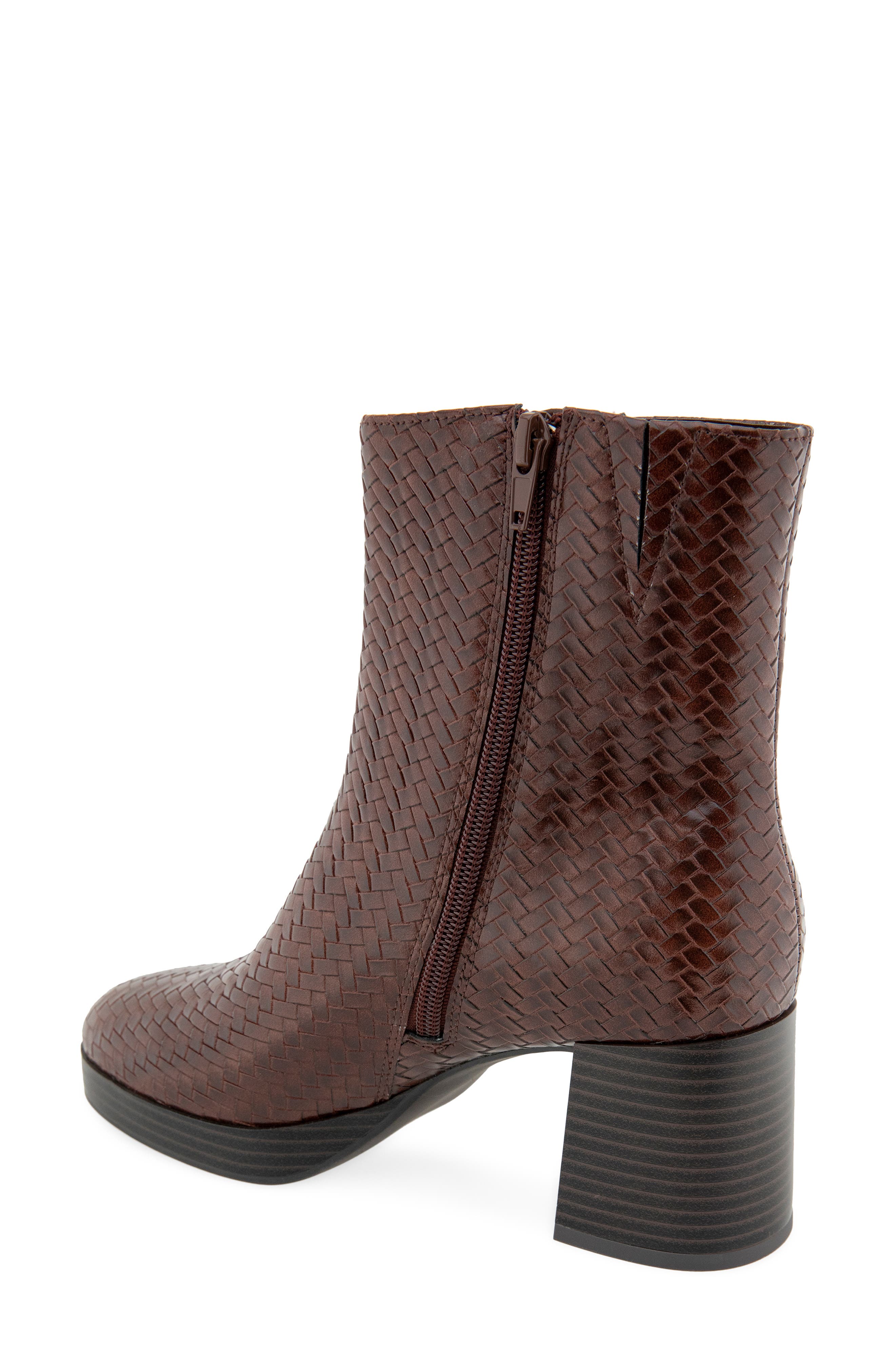 Tonya Faux Leather Bootie, Alternate, color, DARK ESPRESSO WOVEN