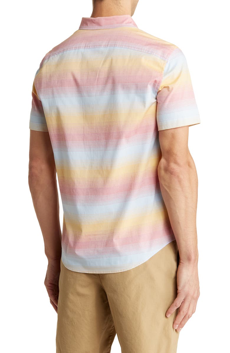 Original Penguin Hombre Stripe Cotton Short Sleeve Button-Up Shirt, Alternate, color,