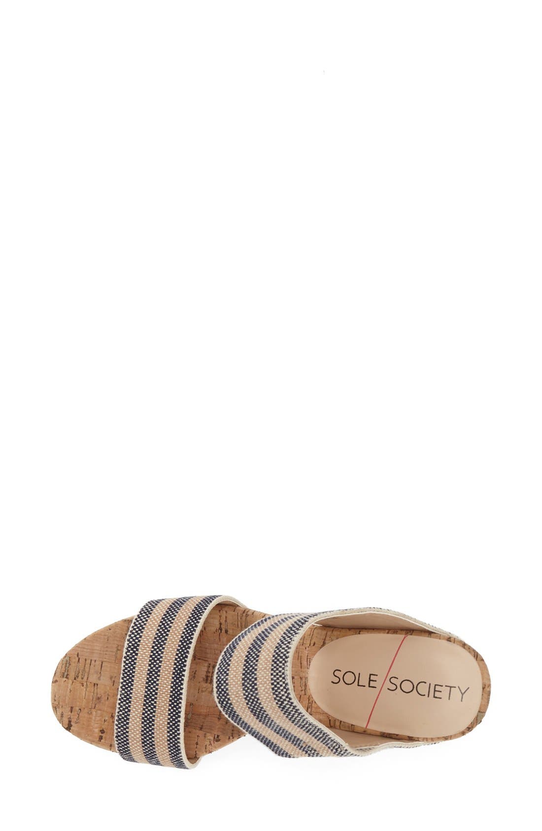 'Emilia 2' Wedge Sandal, Alternate, color, AMERICAN NAVY/ NATURAL
