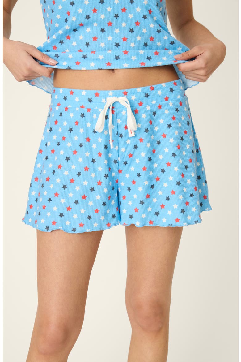 Star Spangled Waffle Knit Drawstring Shorts, Alternate, color, BAY BLUE