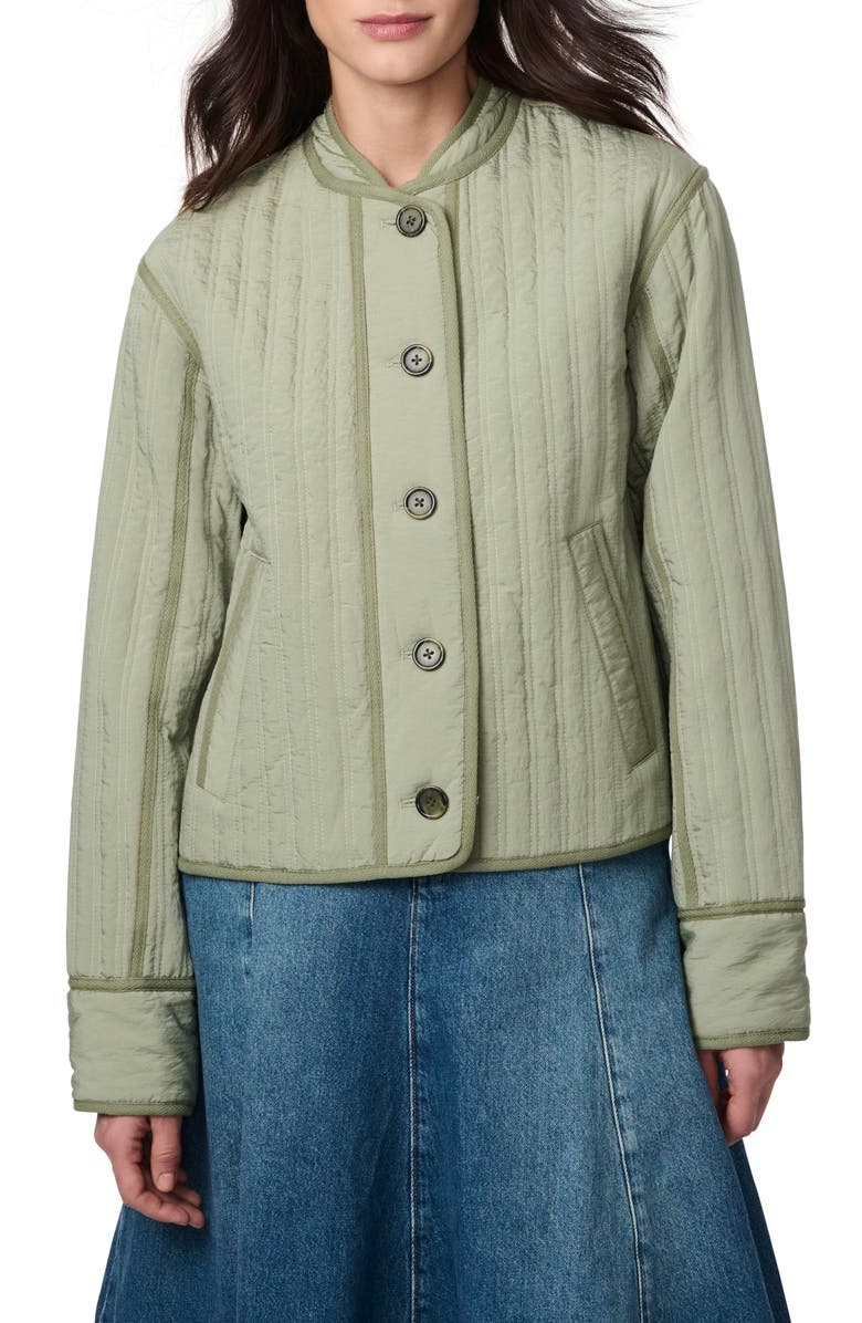 Bernardo Textured Quilted Button-Up Jacket, Main, color, Sage/ Light Sage