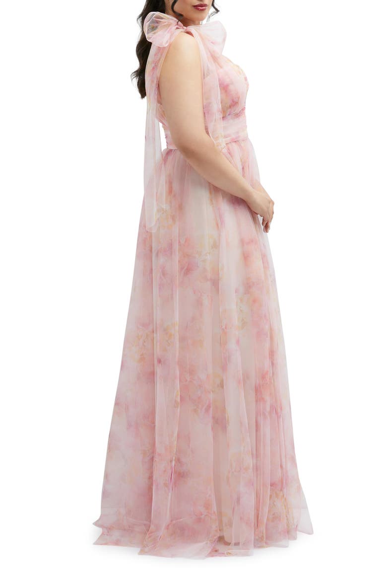 Floral Tulle One-Shoulder Gown, Alternate, color, ROSE GARDEN