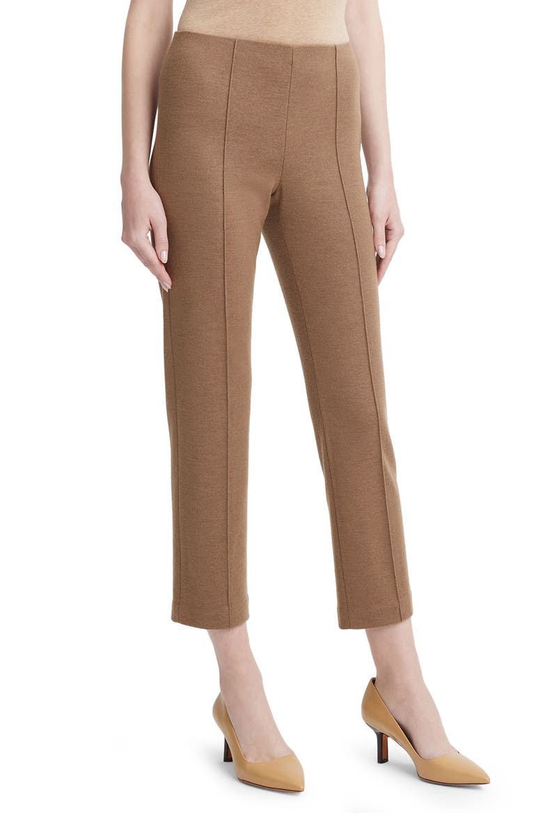 Cozy Stitch Pintuck Wool Blend Crop Pants, Alternate, color, RISTRETTO