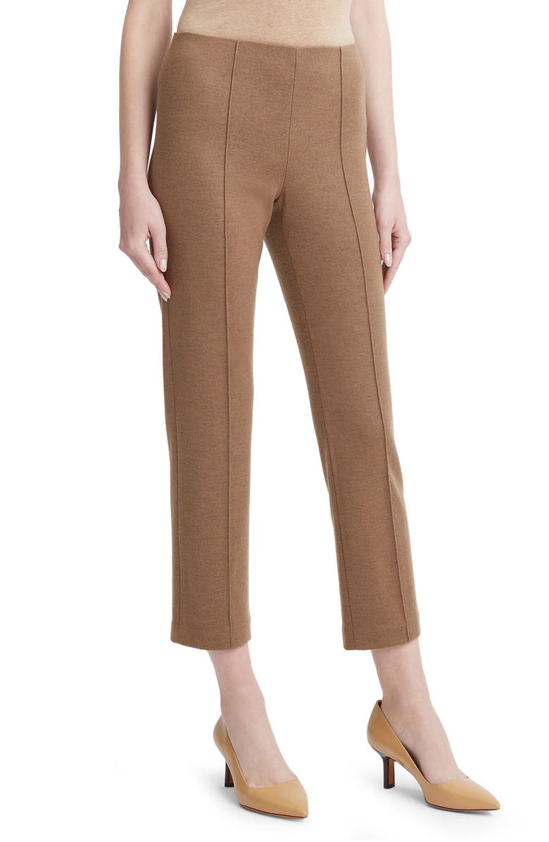 Vince Cozy Stitch Pintuck Wool Blend Crop Pants, Alternate, color, Ristretto