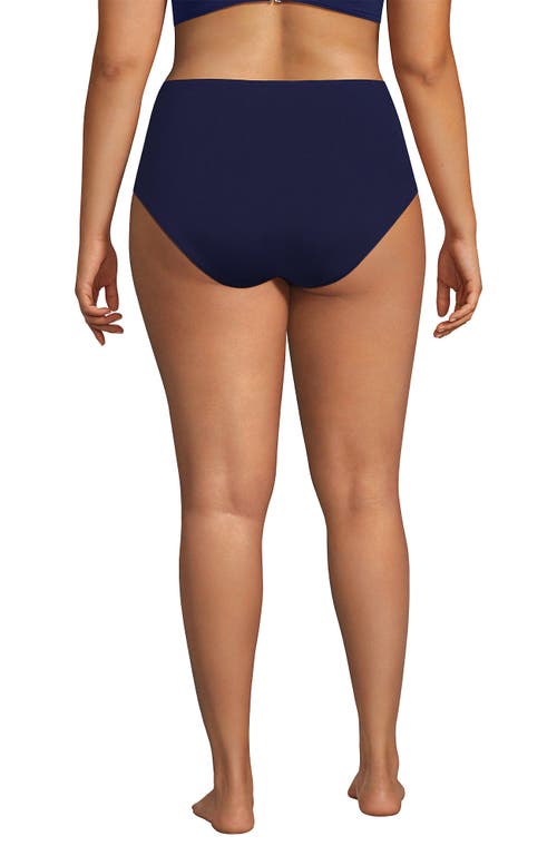 LANDS' END LANDS' END RIBBED SMOOTHING HIGH WAISTED BIKINI BOTTOMS 