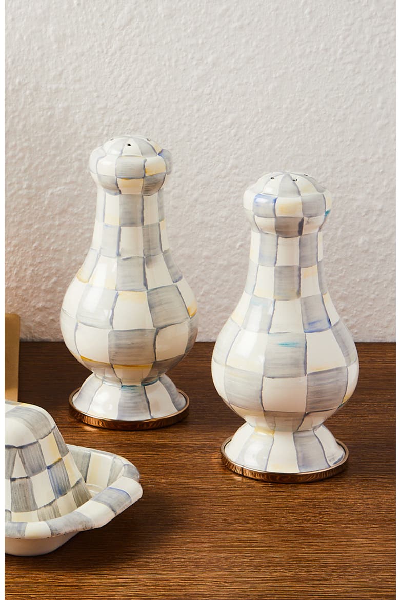 Sterling Check Enamel Large Salt & Pepper Shaker Set, Alternate, color, STERLING