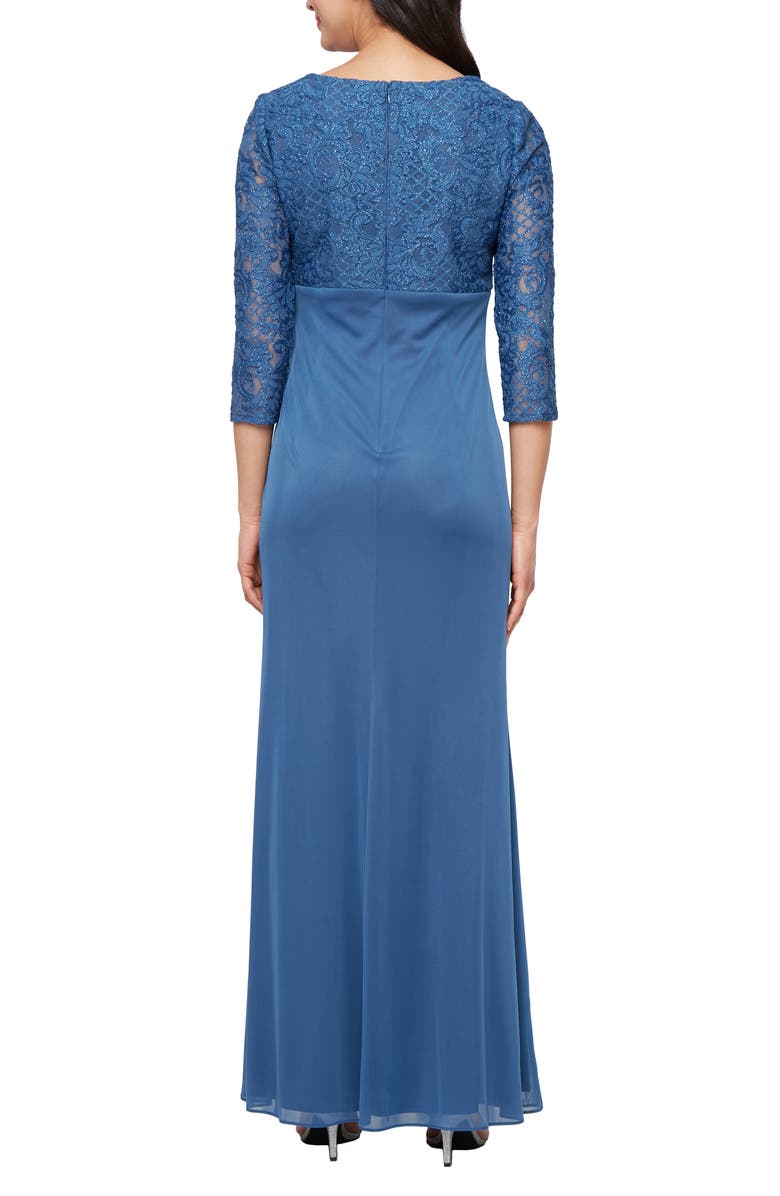 Alex Evenings Sequin Embroidery Empire Waist Gown, Alternate, color, Wedgewood