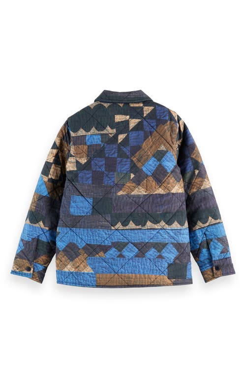 Scotch & Soda Kids' Patchwork Print Quilted Cotton Shirt Jacket In Multi