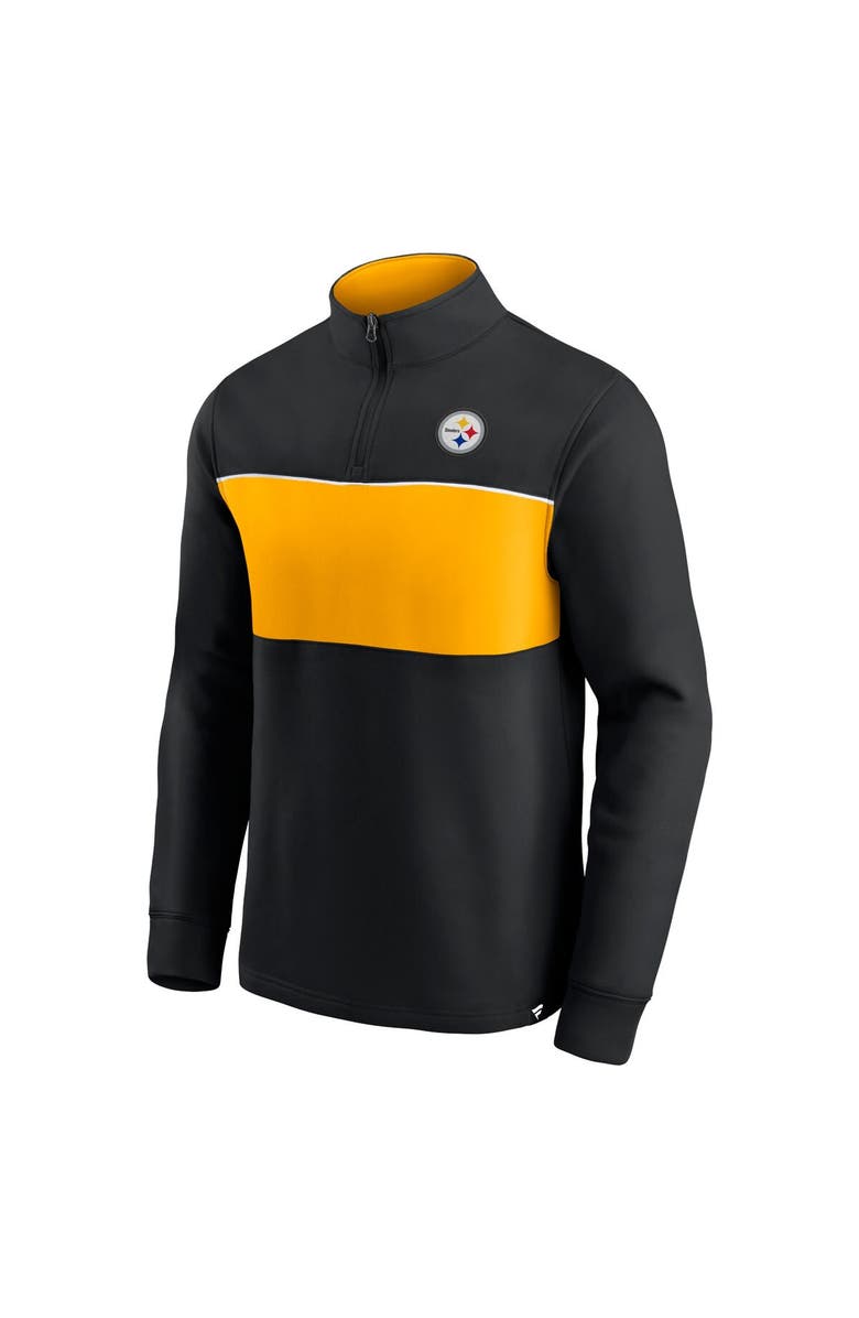 FANATICS Men's Fanatics Branded Black/Gold Pittsburgh Steelers Block Party Quarter-Zip Jacket, Alternate, color, 