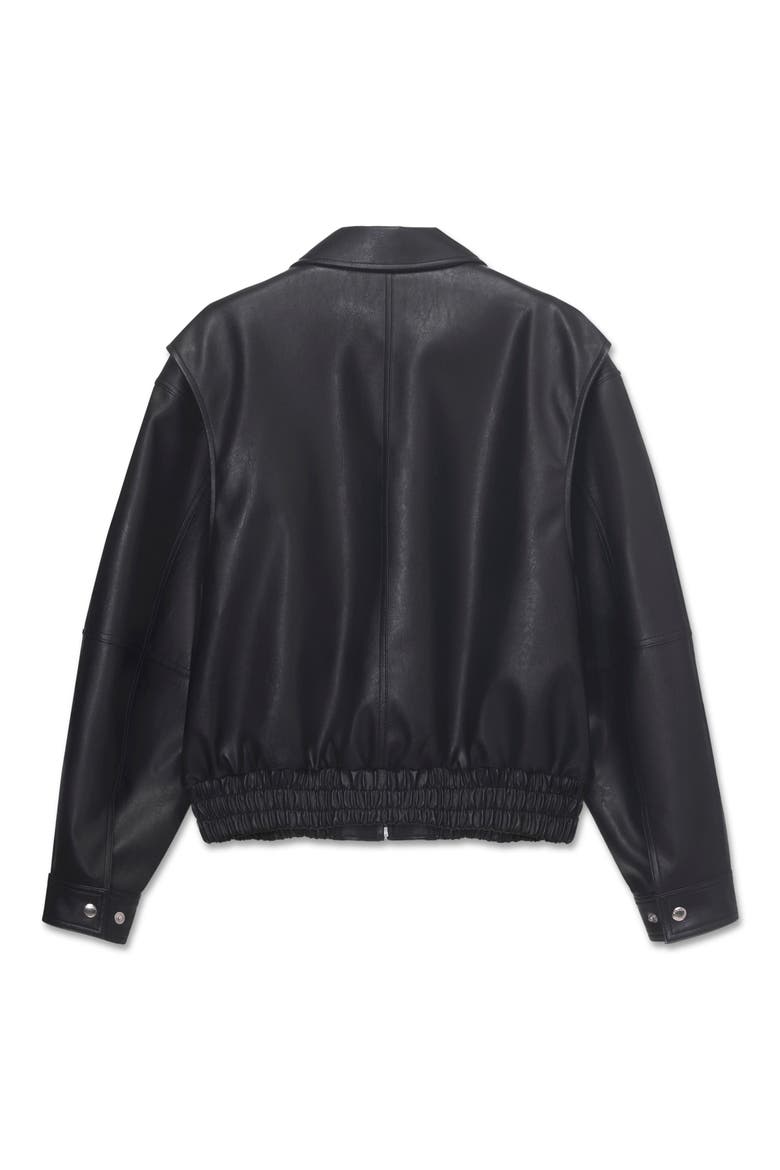 Gender Inclusive Cropped Faux Leather Bomber Jacket, Alternate, color, BLACK