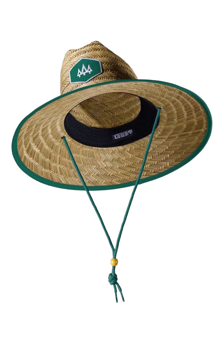 Hemlock Bare Straw Lifeguard Hat, Alternate, color, Green Trim