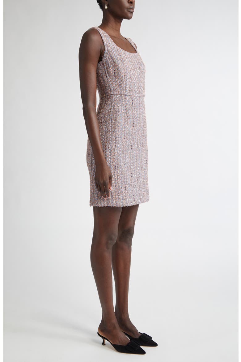 Lena Metallic Tweed Sheath Dress, Alternate, color, PERIWINKLE/ ROSE LUREX MULTI