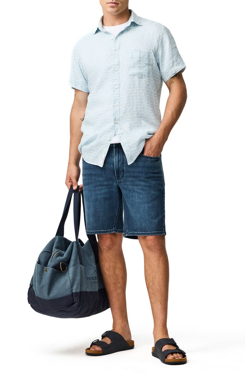 Rodd & Gunn Glenene Sports Fit Microprint Short Sleeve Linen Button-Up Shirt, Alternate, color, 