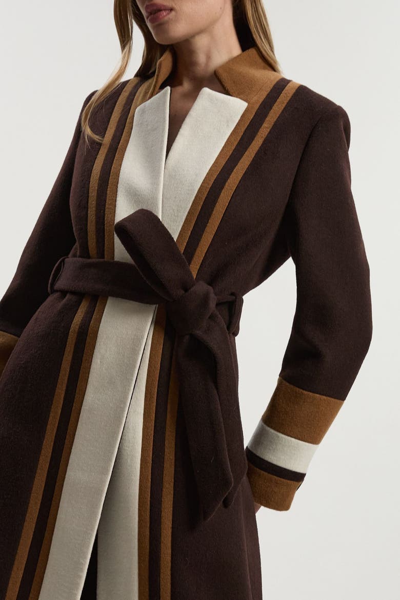 Brushed Wool Belted Midi Coat, Alternate, color, Chocolate