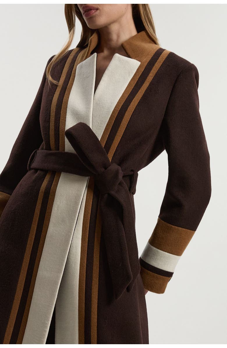 Karen Millen Brushed Wool Belted Midi Coat, Alternate, color, Chocolate