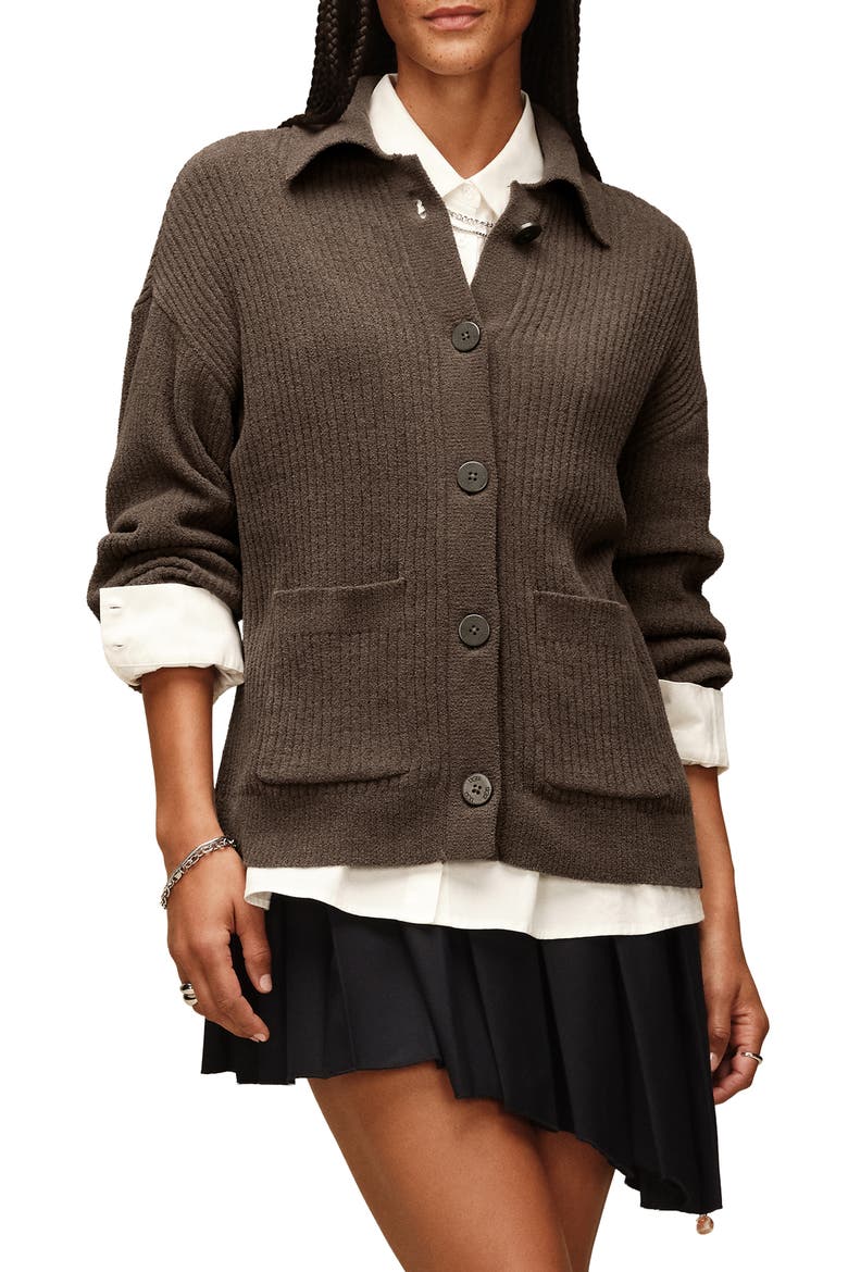 Junipher Cozy Knit Lite Cardigan, Main, color, DENSE SMOKE