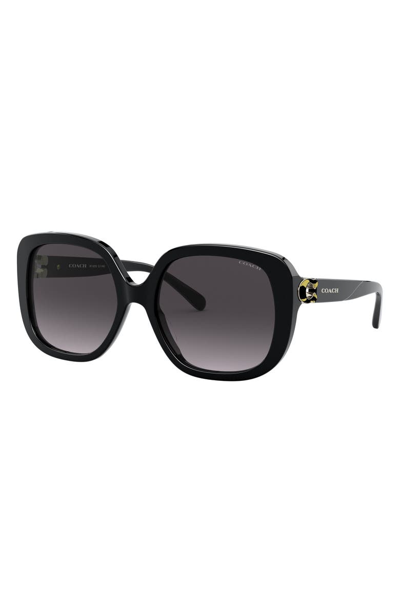 COACH 56mm Gradient Square Sunglasses, Alternate, color, Black