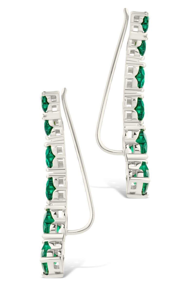 Jillian Cubic Zirconia Heart Ear Climbers, Alternate, color, SILVER / GREEN