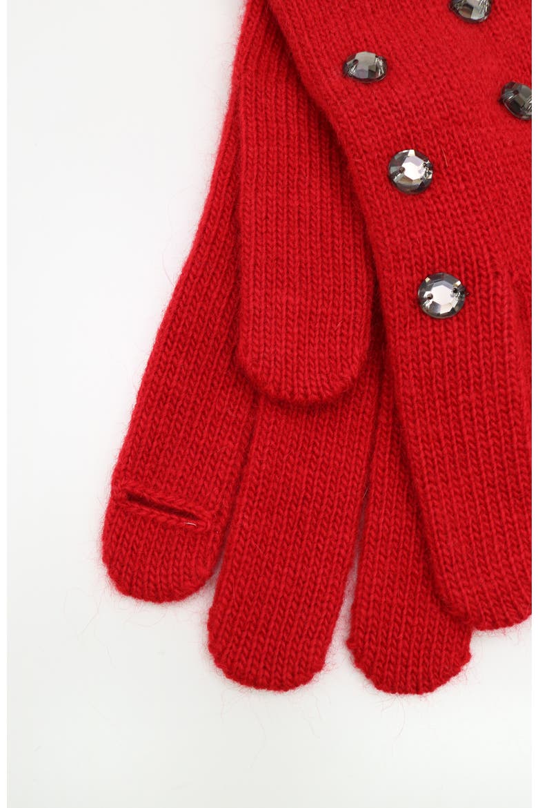 Gloves with stones, Alternate, color, CHERRY RED