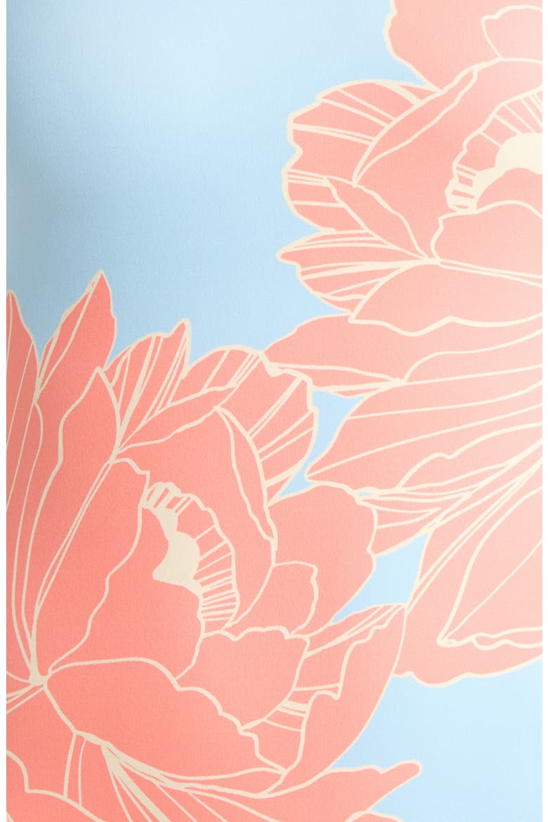 Placement Print One-Shoulder One-Piece Swimsuit, Alternate, color, SKY BLUE PEONIES