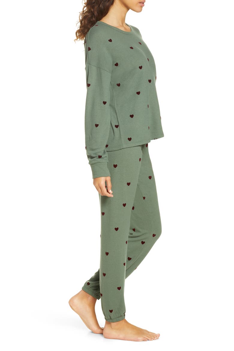 Just Peachy Pajamas, Alternate, color, OLIVE HEARTS
