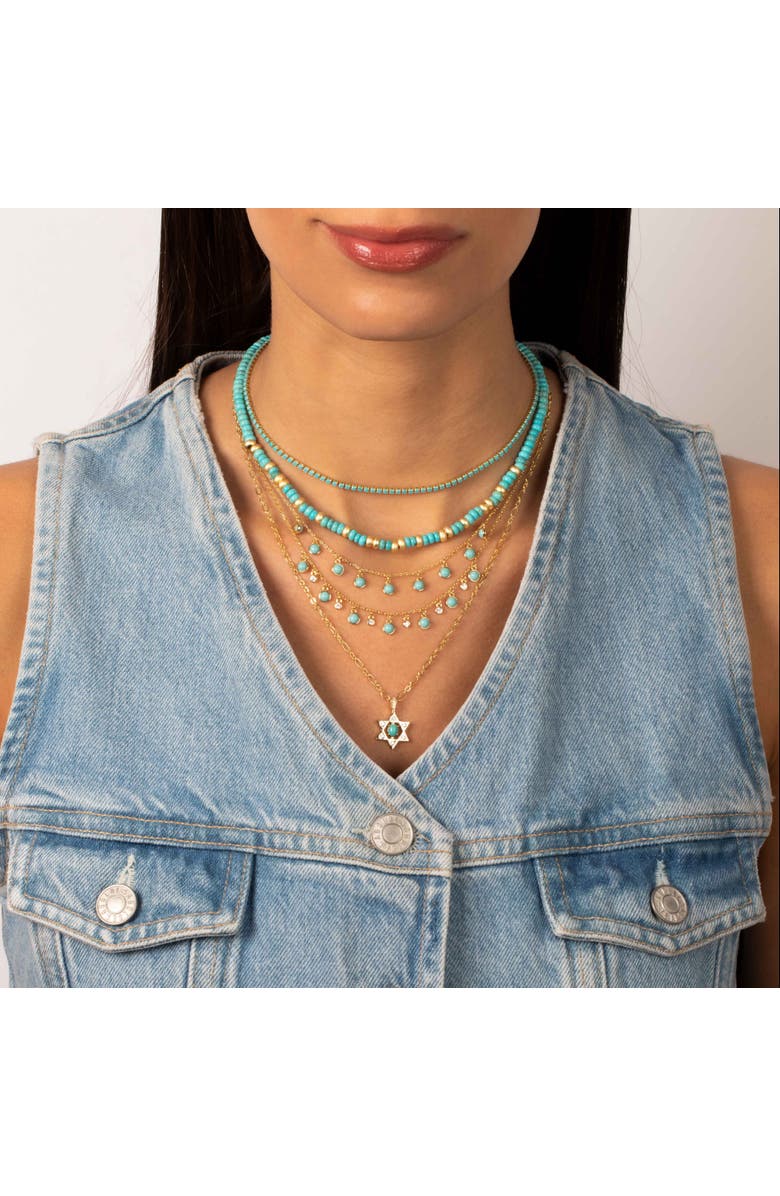 BY ADINA EDEN CZ X Turquoise Bezel Shaker Necklace, Alternate, color, 