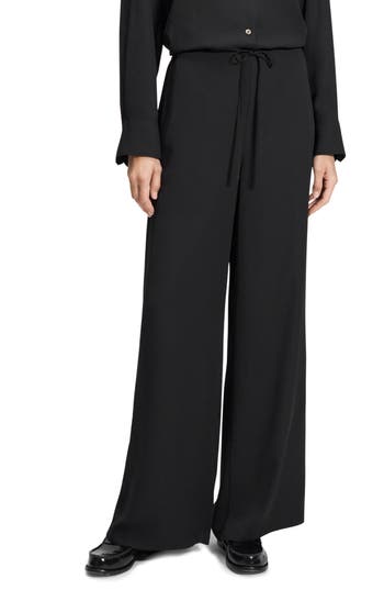 Theory Wide Leg Drawstring Pants In Black
