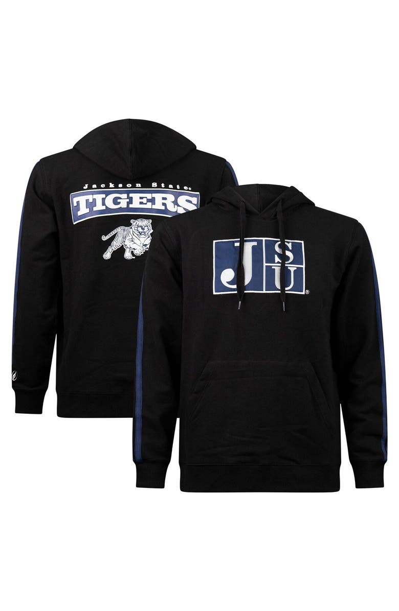 FISLL Men's FISLL Black Jackson State Tigers Oversized Stripes Pullover Hoodie, Main, color, Black