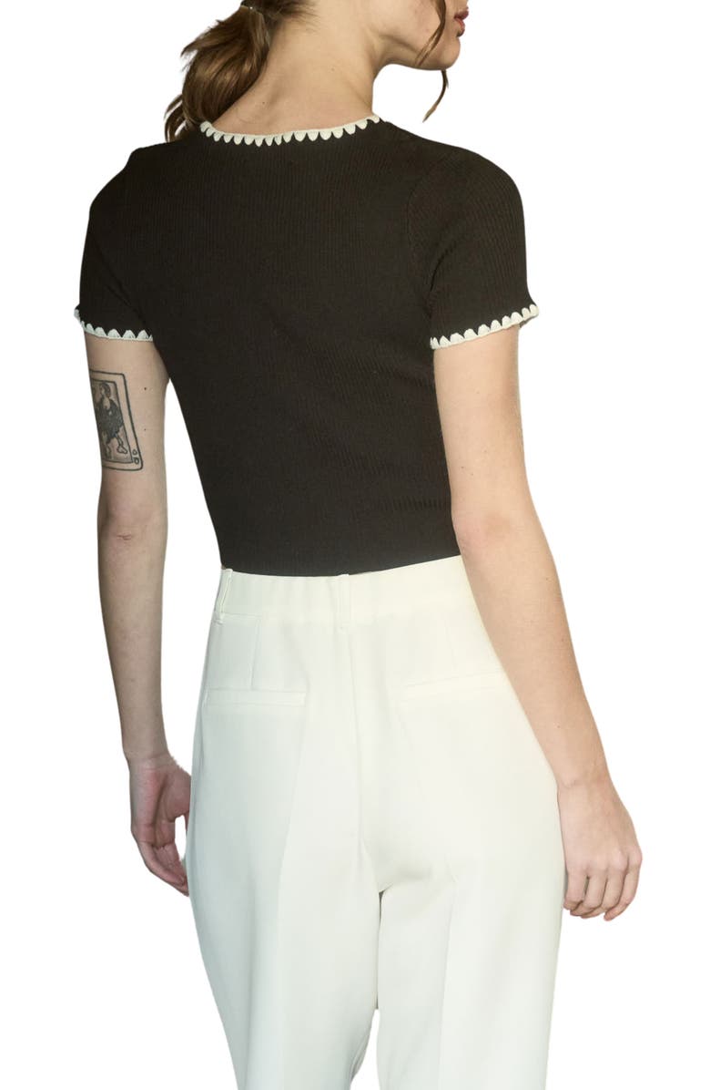 Blu Pepper Contrast Trim Crop Knit Top, Alternate, color,