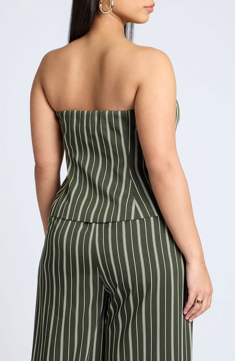 ELOQUII Strapless Suiting Button-Up Top, Alternate, color, 