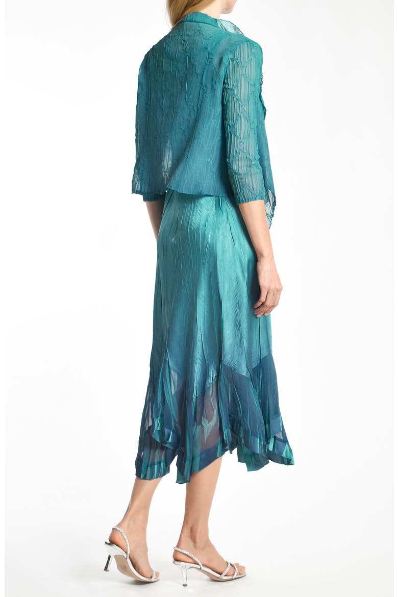 Embellished Midi Dress with Jacket, Alternate, color, MARINE GLASS BLUE OMBRE